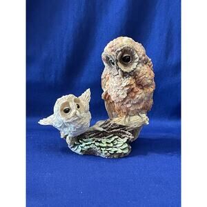 Detailed Figurine Owl and Owlet Learning How To Fly